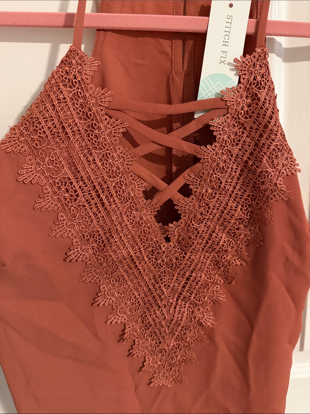 Women's Lace-Front Halter Camisole - Rust
